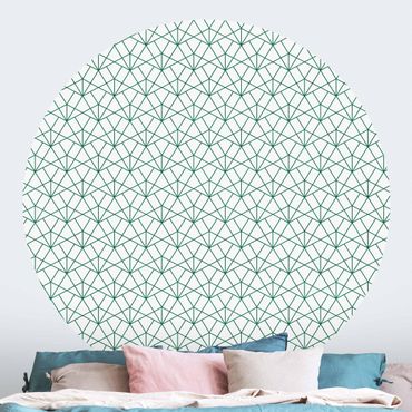 Self-adhesive round wallpaper - Emerald Art Deco Pattern XXL