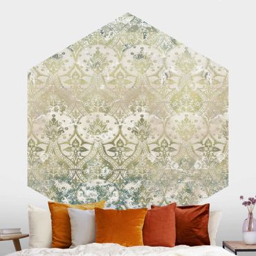 Self-adhesive hexagonal pattern wallpaper - Emerald Coloured Baroque Dream