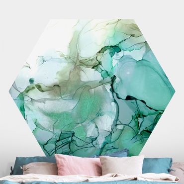 Self-adhesive hexagonal pattern wallpaper - Emerald-Coloured Storm