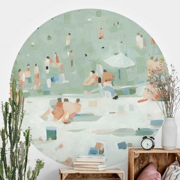 Self-adhesive round wallpaper beach - Summer Confetti I
