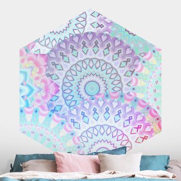 Self-adhesive hexagonal pattern wallpaper - Summer Dreams Manadalas
