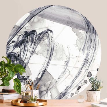 Self-adhesive round wallpaper - Sonar Black And White I