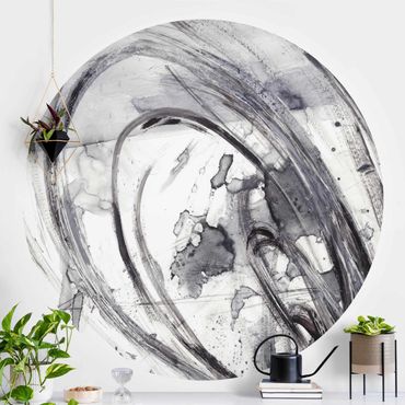 Self-adhesive round wallpaper - Sonar Black White II
