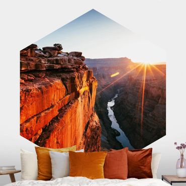 Self-adhesive hexagonal pattern wallpaper - Sun In Grand Canyon