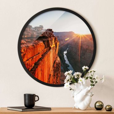 Circular framed print - Sun In Grand Canyon