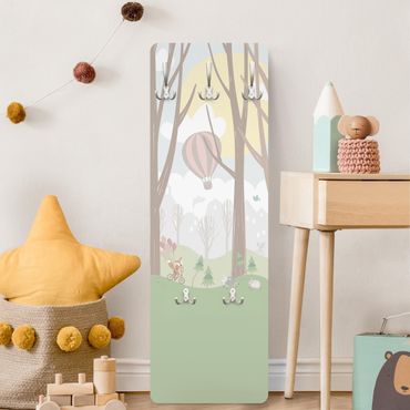 Coat rack kids - Sun With Trees And Hot Air Balloons
