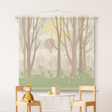 Tapestry - Sun With Trees And Hot-Air Balloon