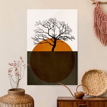 Glass print - Sun With Tree