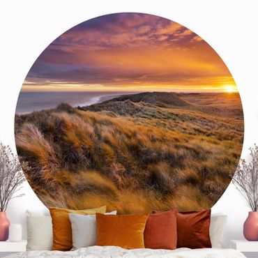 Self-adhesive round wallpaper beach - Sunrise On The Beach On Sylt