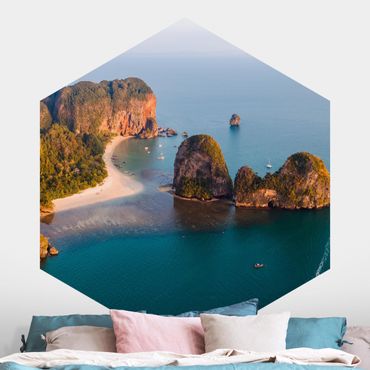 Self-adhesive hexagonal pattern wallpaper - Sunrise At The Coast