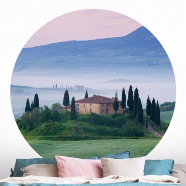 Self-adhesive round wallpaper - Sunrise In Tuscany
