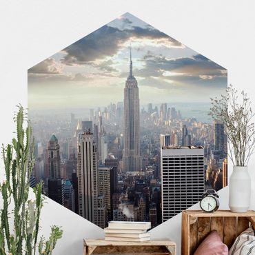 Self-adhesive hexagonal pattern wallpaper - Sunrise In New York