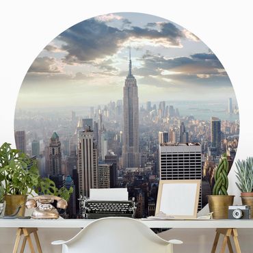 Self-adhesive round wallpaper - Sunrise In New York