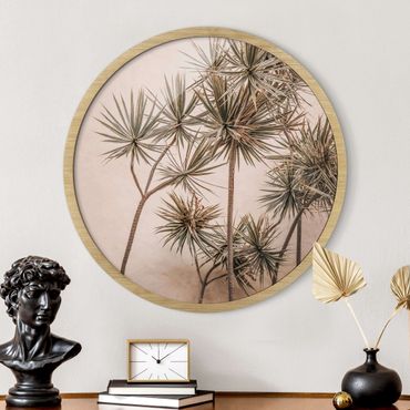 Circular framed print - Sun-Kissed Palm Trees