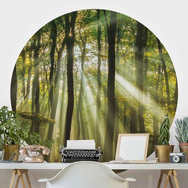 Self-adhesive round wallpaper forest - Sunny Day In The Forest