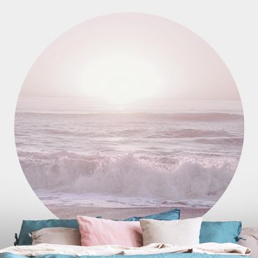 Self-adhesive round wallpaper - Sunset In Pale Pink
