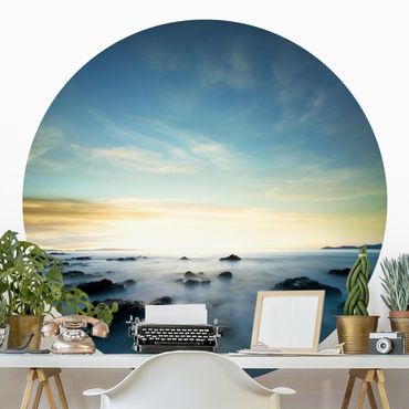 Self-adhesive round wallpaper - Sunset Over The Ocean