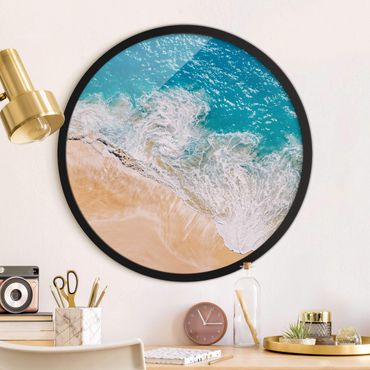 Circular framed print - Sunny Breaking Waves