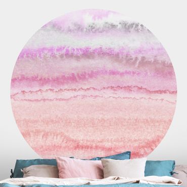 Self-adhesive round wallpaper - Play Of Colours In Pink