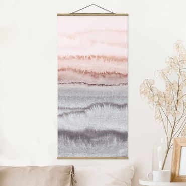 Fabric print with poster hangers - Play Of Colours Sound Of The Ocean In Fog - Portrait format 1:2