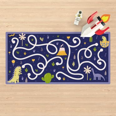 Cork mat - Playoom Mat Dinosaurs - Dino Mom Looking For Her Baby - Landscape format 2:1