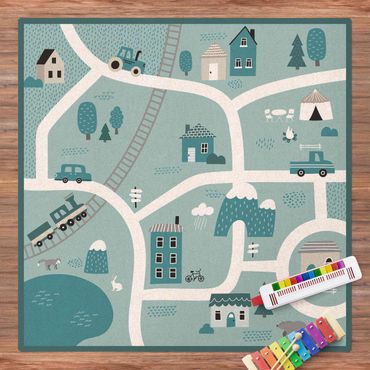 Cork mat - Playoom Mat Village - A Fine Little Place - Square 1:1