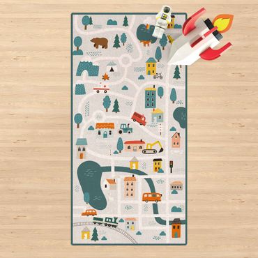 Cork mat - Playoom Mat Smalltown - From the City Into Nature - Portrait format 1:2