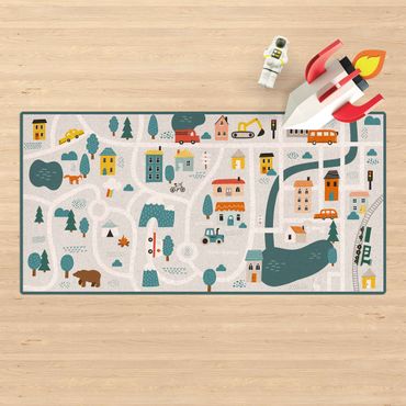 Cork mat - Playoom Mat Smalltown - From the City Into Nature - Landscape format 2:1