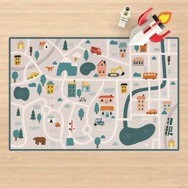 Cork mat - Playoom Mat Smalltown - From the City Into Nature - Landscape format 3:2