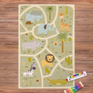 Cork mat - Playoom Mat Safari - So Many Different Animals - Portrait format 2:3