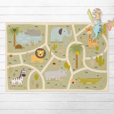 Cork mat - Playoom Mat Safari - So Many Different Animals - Landscape format 3:2