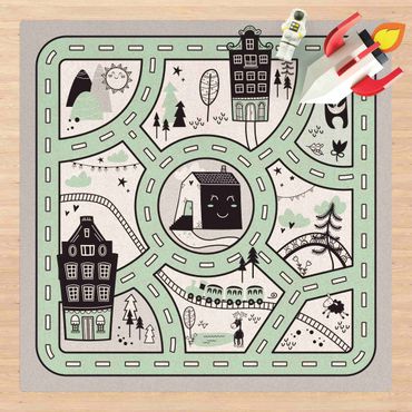 Cork mat - Playoom Mat Scandinavia - The Green City - Square 1:1