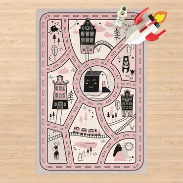 Cork mat - Playoom Mat Scandinavia -  The Pink City - Portrait format 2:3