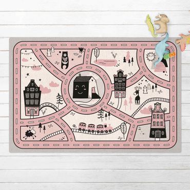Cork mat - Playoom Mat Scandinavia -  The Pink City - Landscape format 3:2