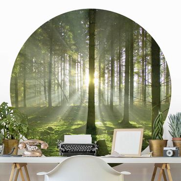 Self-adhesive round wallpaper forest - Spring Fairytale