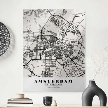 Glass print - Amsterdam City Map - Classic