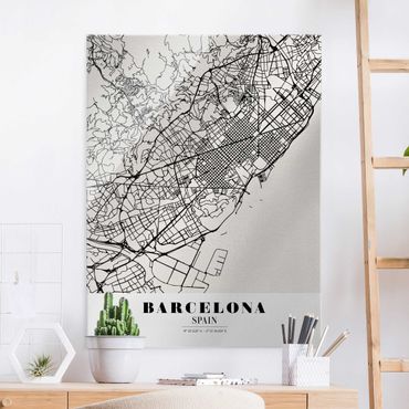 Glass print - Barcelona City Map - Classic
