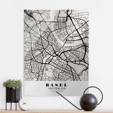 Glass print - Basel City Map - Classic