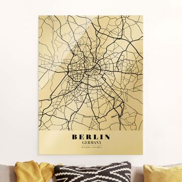 Glass print - Berlin City Map - Classic
