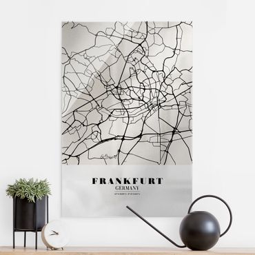 Glass print - Frankfurt City City Map - Classic - Portrait format