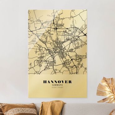 Glass print - Hannover City Map - Classic - Portrait format
