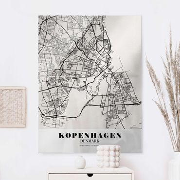 Glass print - Copenhagen City Map - Classic