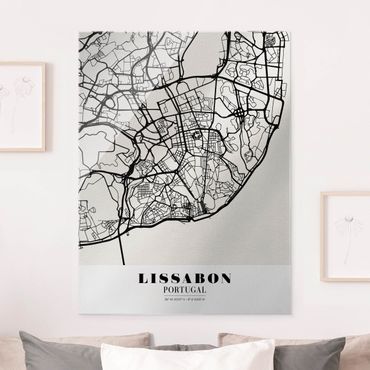 Glass print - Lisbon City Map - Classic