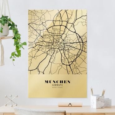 Glass print - Munich City Map - Classic - Portrait format
