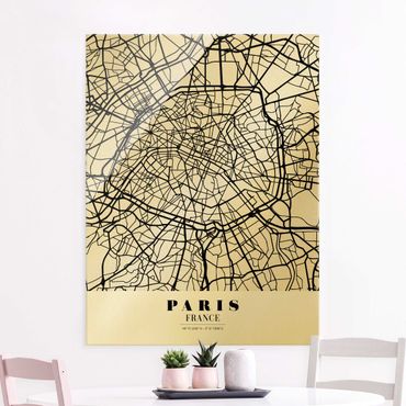 Glass print - Paris City Map - Classic