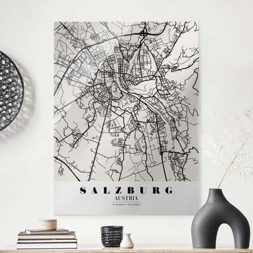 Glass print - Salzburg City Map - Classic