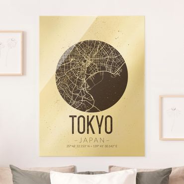 Glass print - Tokyo City Map - Retro