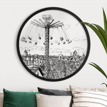 Circular framed print - City Study - Chairoplane