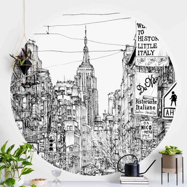 Self-adhesive round wallpaper - City Study - Little Italy