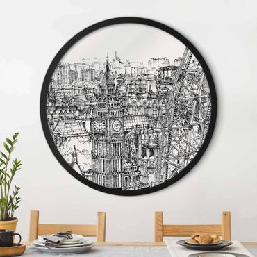 Circular framed print - City Study - London Eye